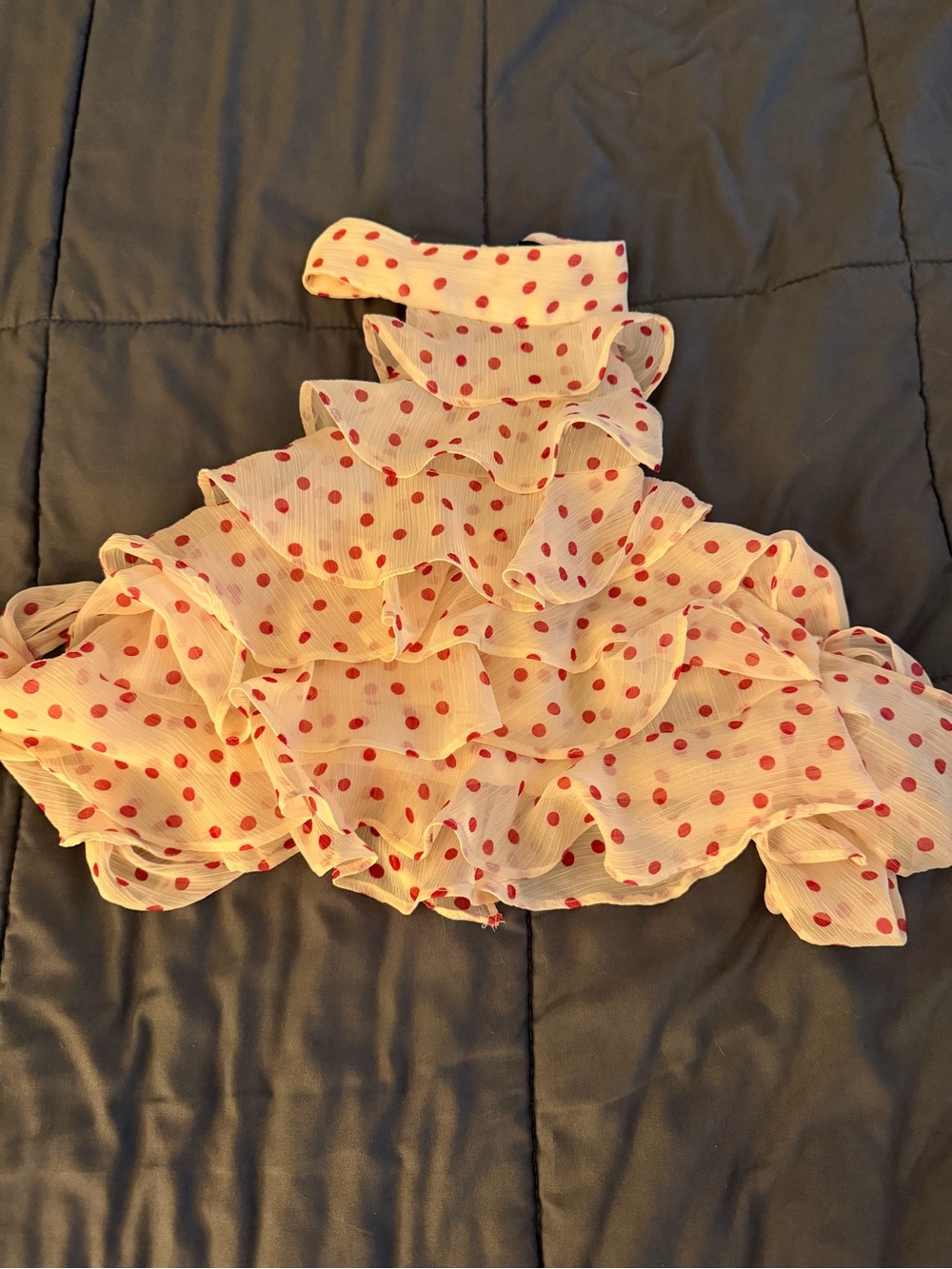 Zara Ruffled Polka Dot Halter Top in Cream and Red